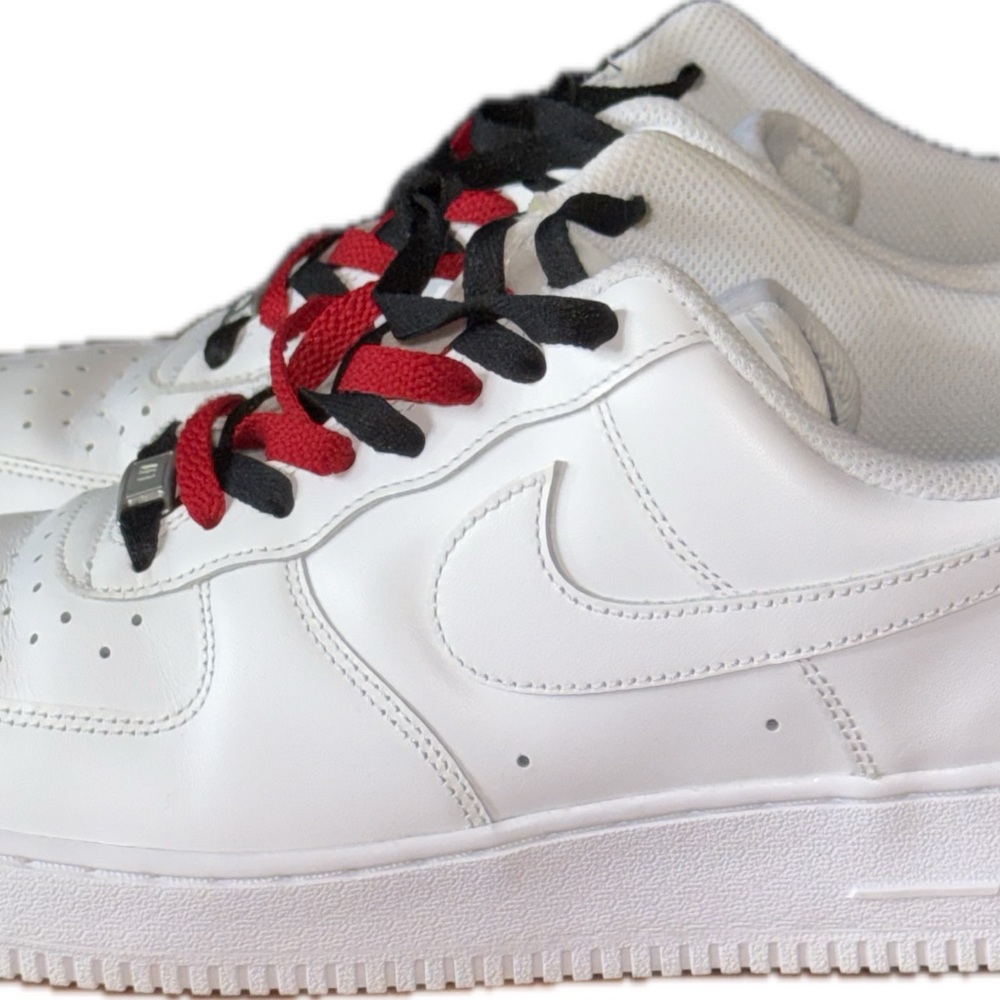 Nike White airforce low tops with Red and Black Accents - Picture 2 of 5